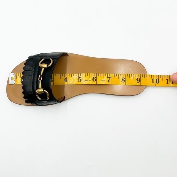 Gucci Varadero Fringe Sandals Horsebit Slides Black Size 37, 7 - Picture 14 of 15